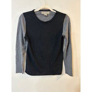 Ply Cashmere Black Grey Crewneck 100% Cashmere Sweater Women’s Size Medium